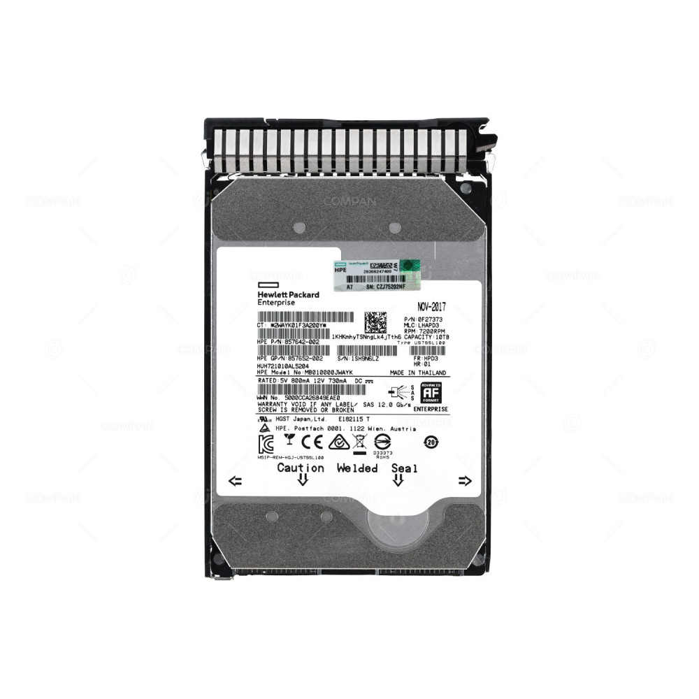 857965-001 HP HDD 10TB 7.2K SAS 12G 3.5" LFF FOR HP PROLIANT DL380 G9